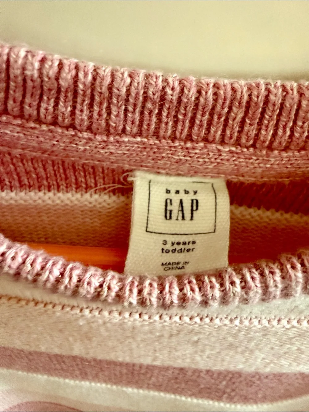 GAP Pink & Sparkles Striped Crewneck Sweater